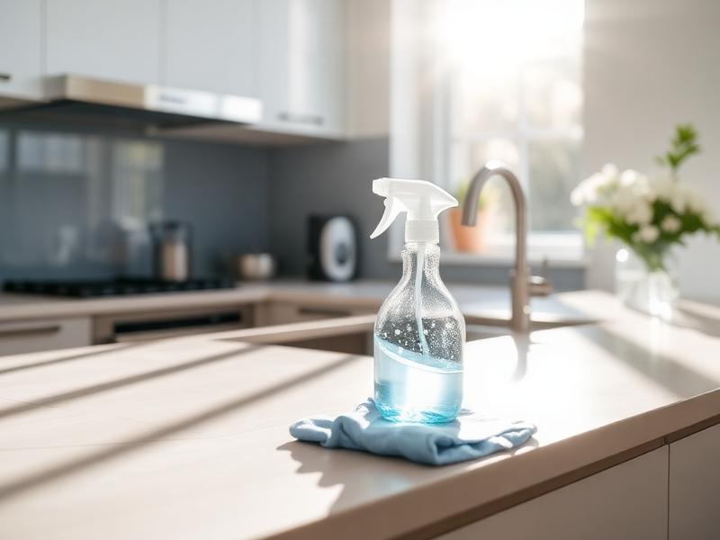 Professional cleaner vacuuming a bright modern living room